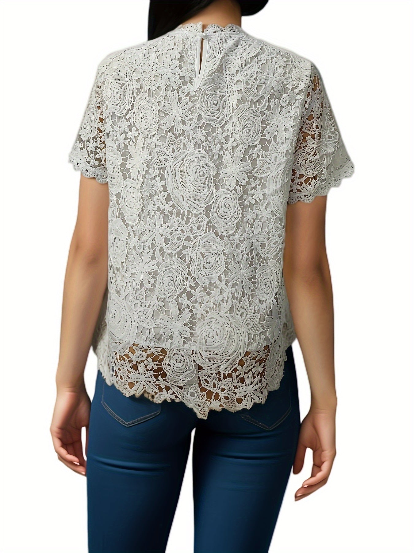[Elegant Blouse] Elegant Green Lace Plus Size Blouse for Women |