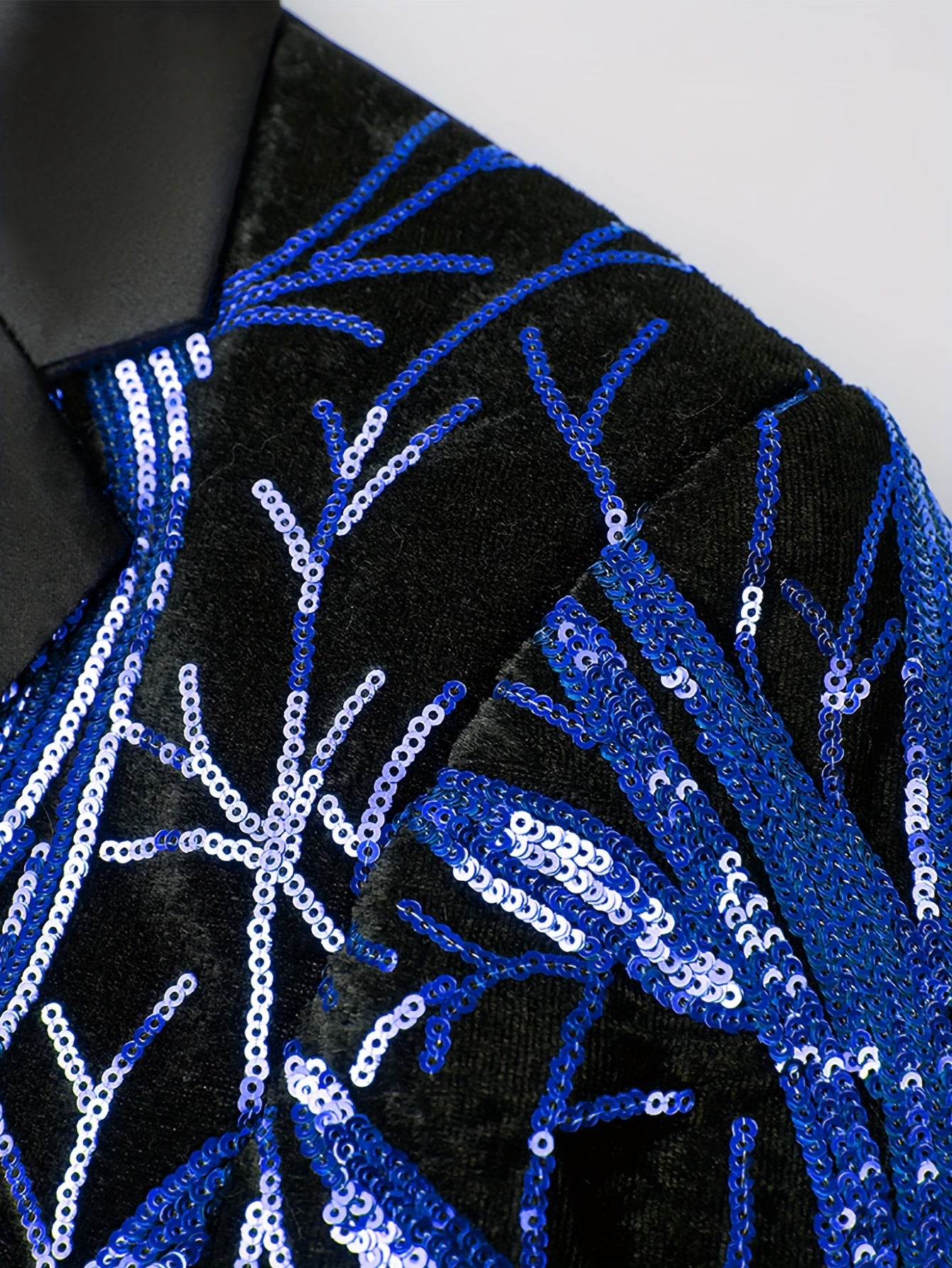 Shiny Sequins Blazer, Men's Semi-formal One Button Lapel Suit Jacket .