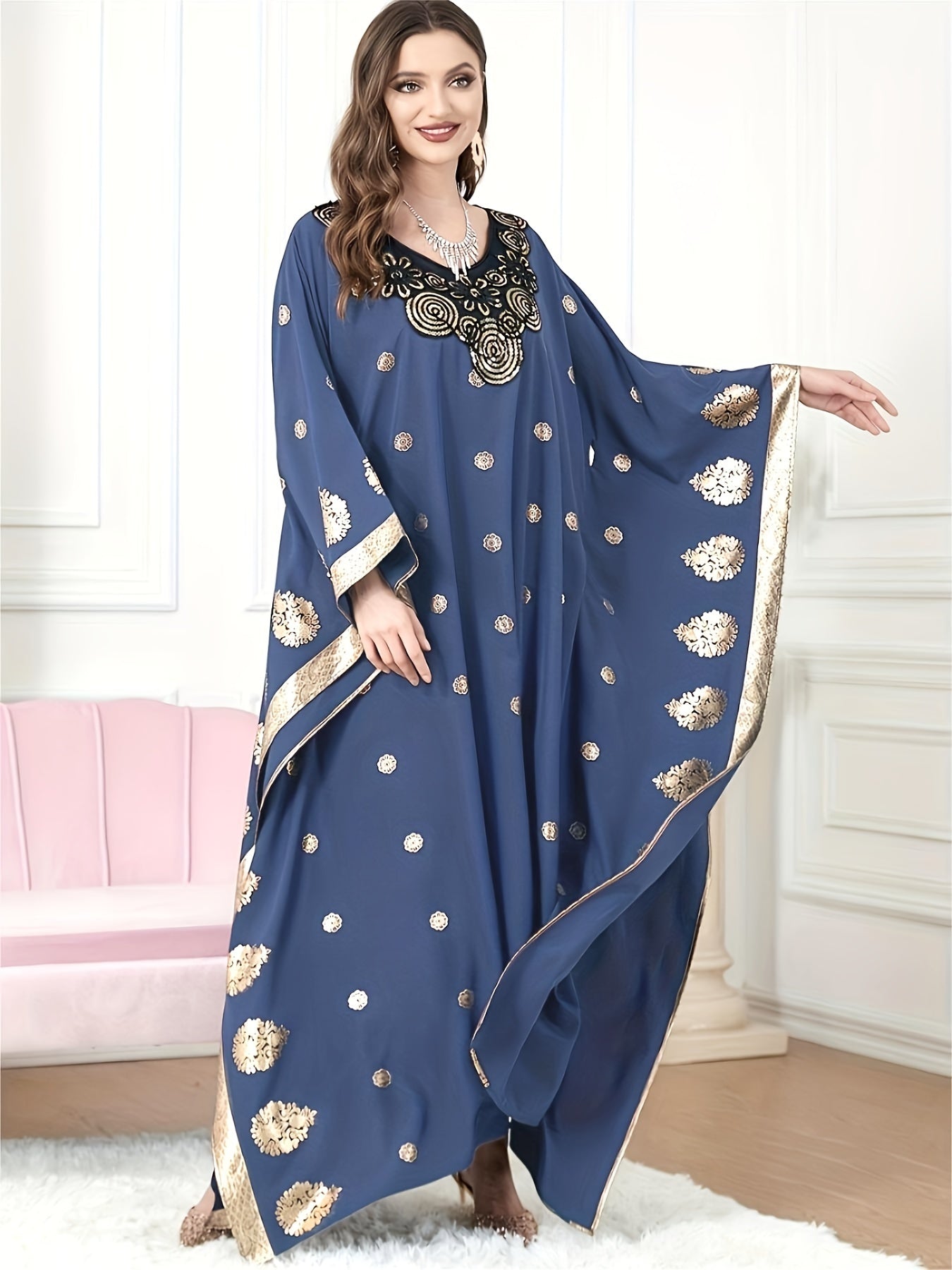Middle Eastern Elegance Women's Floral Print Abaya./MH