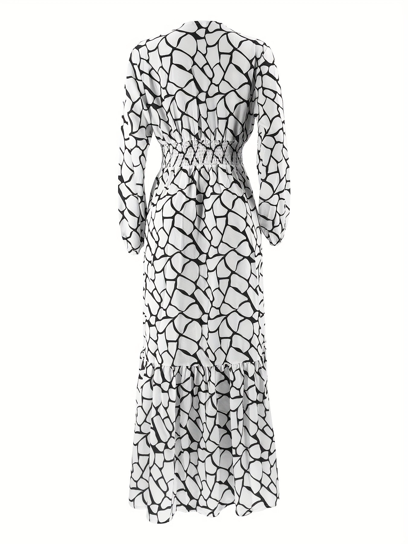 Allover Print Maxi Kaftan Dress, Casual Long Sleeve '/MH