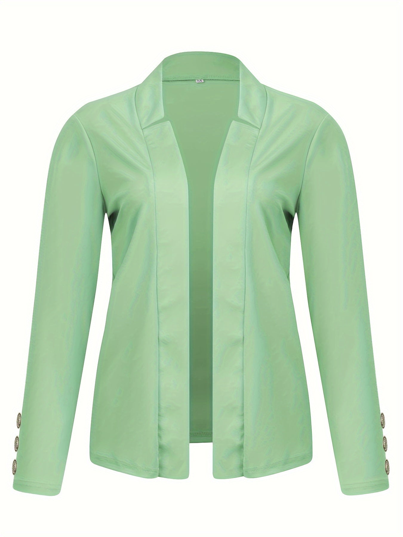 Solid Open Front Button Decor Blazer, Elegant Long Sleeve Blazer.