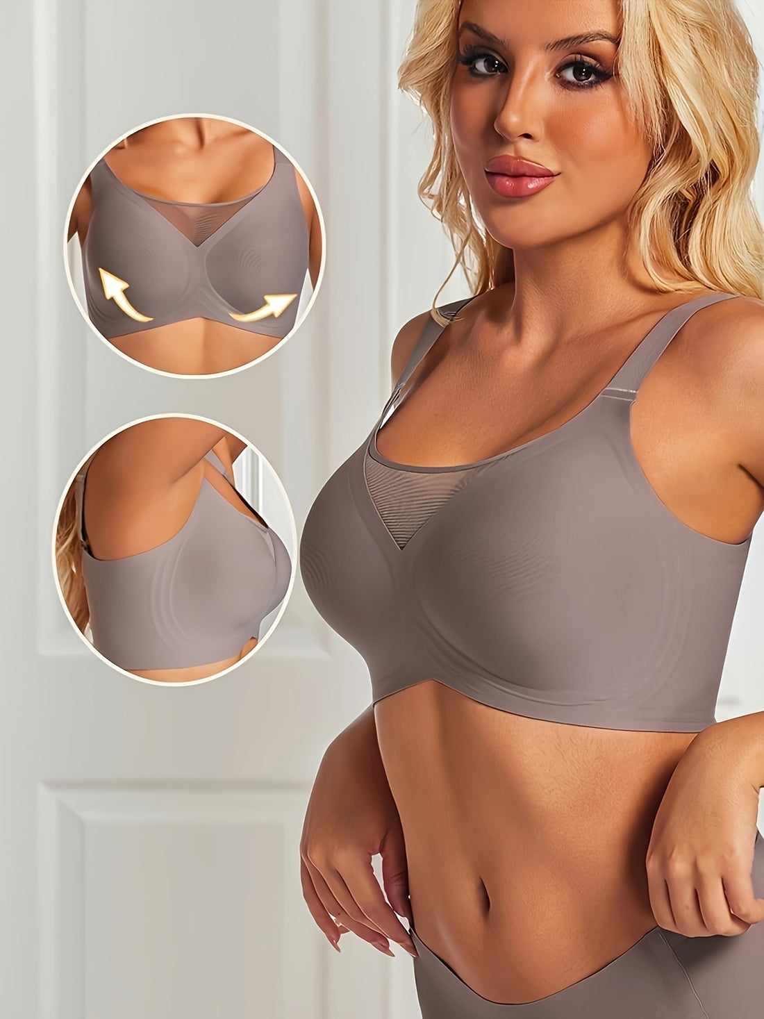 Women'S Seamless V-Neck Bra with Jelly Gel Support ./MH