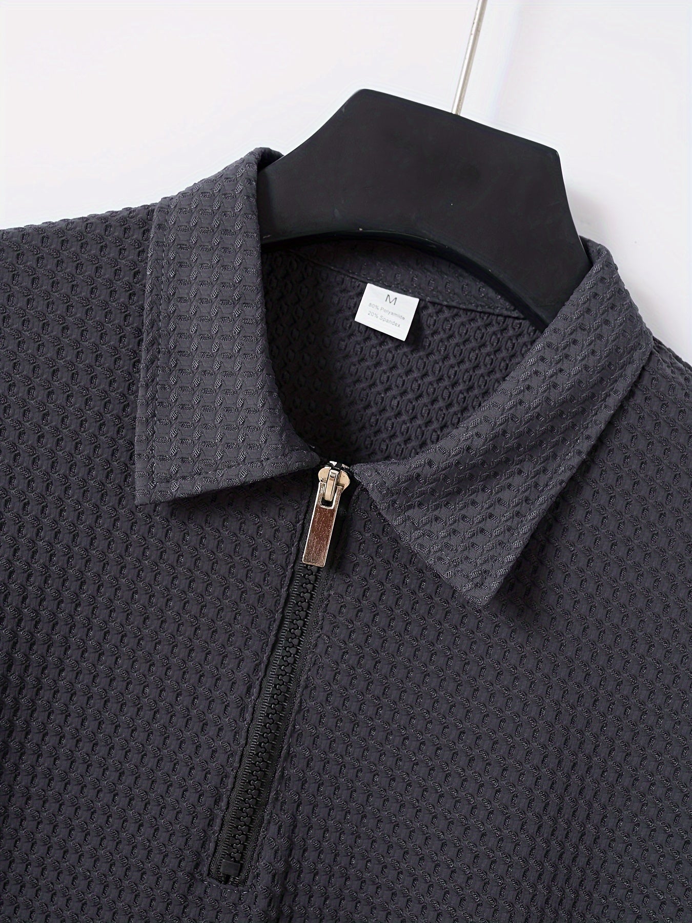 Men's Solid Color Quarter Zip Golf Shirt, Breathable Short Sleeve .