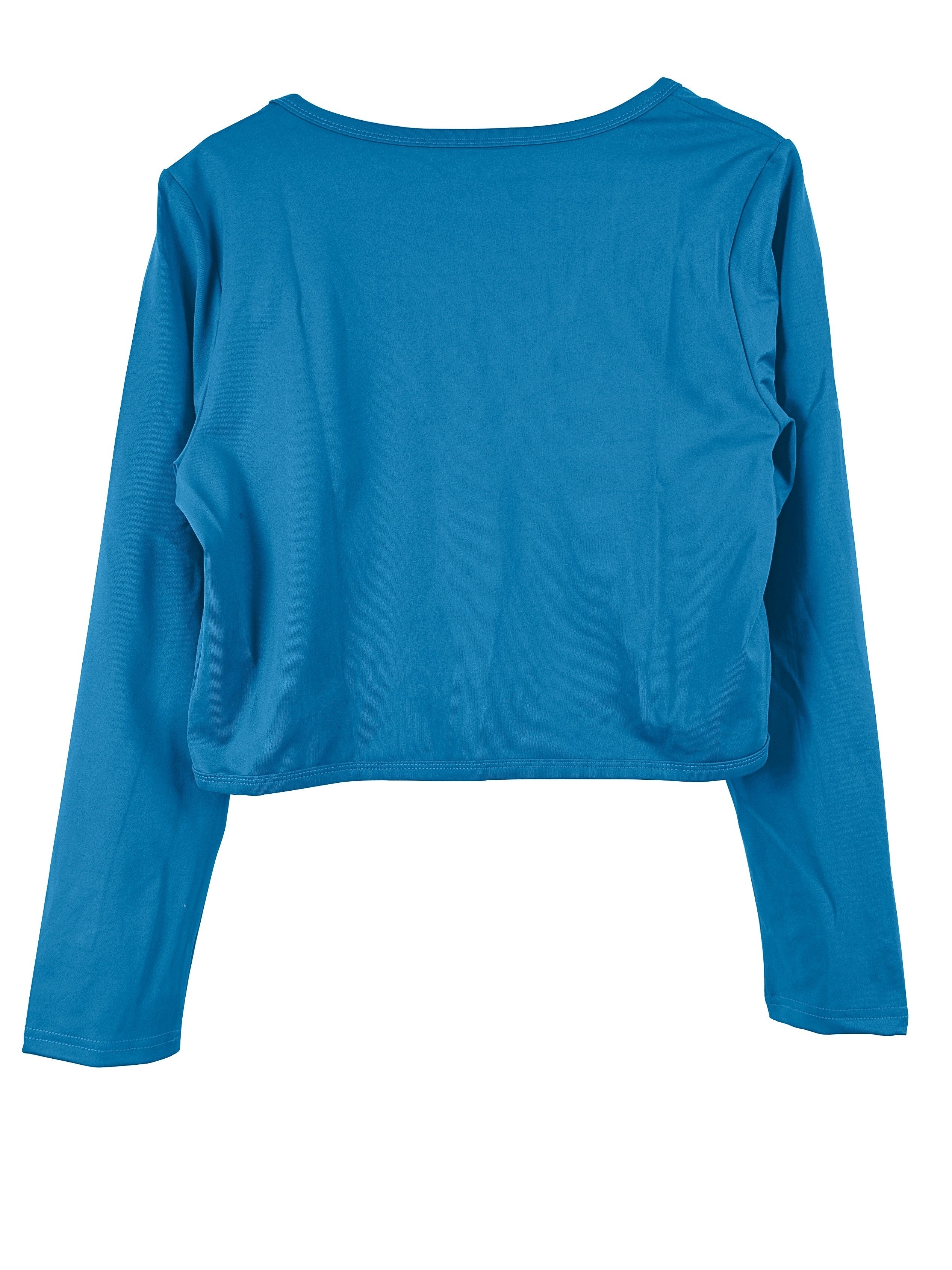 Solid Open Front Blazer, Casual Long Sleeve Crop Blazer For Work,