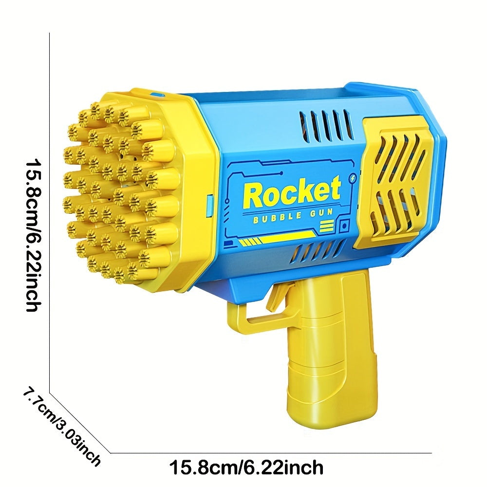 40-hole electric bubble Machine Handheld Gatling Automatic Bubble Gun Children's Portable Outdoor Party Toy LED Light Hair Dryer, As Halloween, Chrismas Gift ( without bubble liquid and battery)
