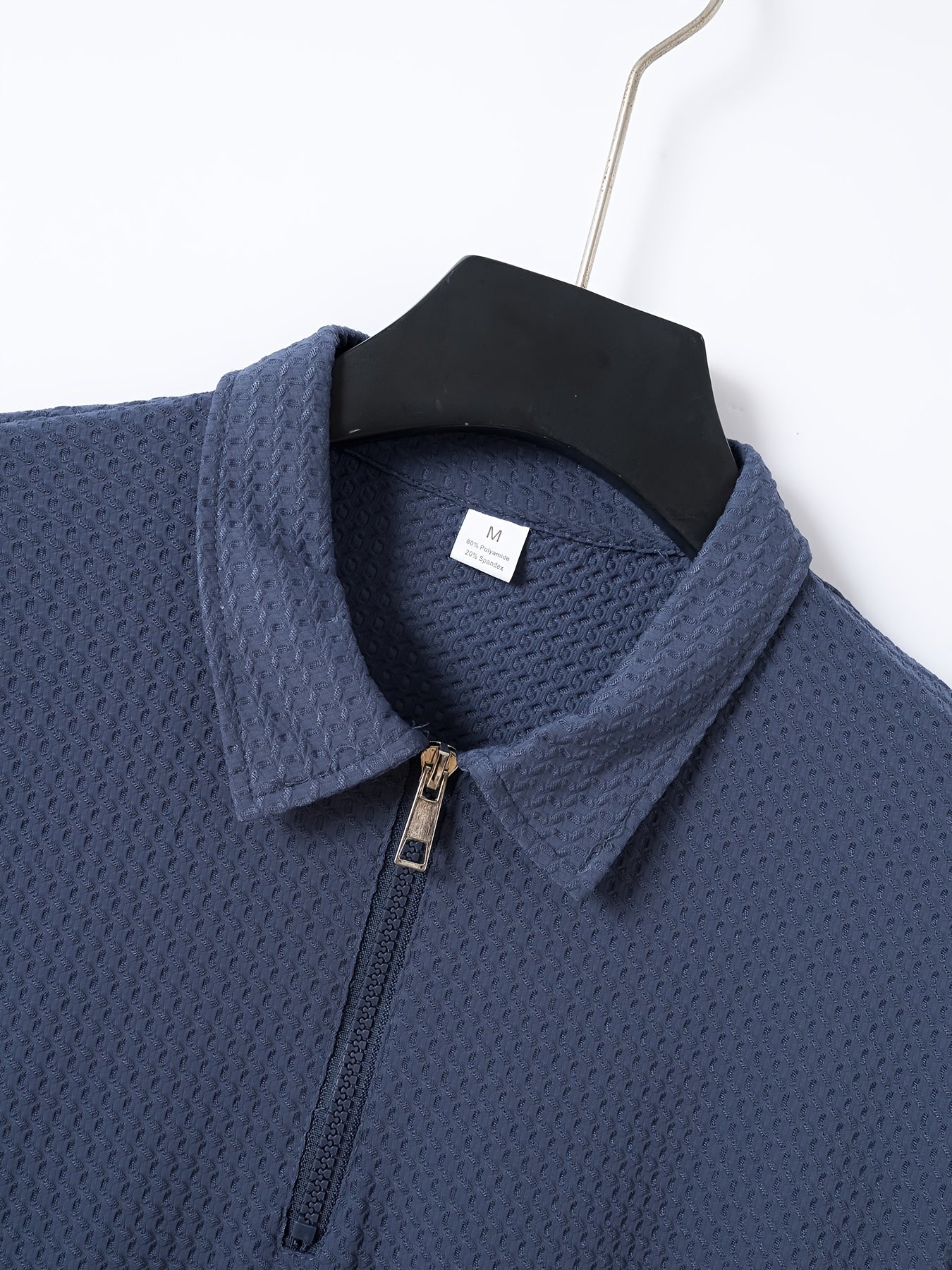 Men's Solid Color Quarter Zip Golf Shirt, Breathable Short Sleeve .