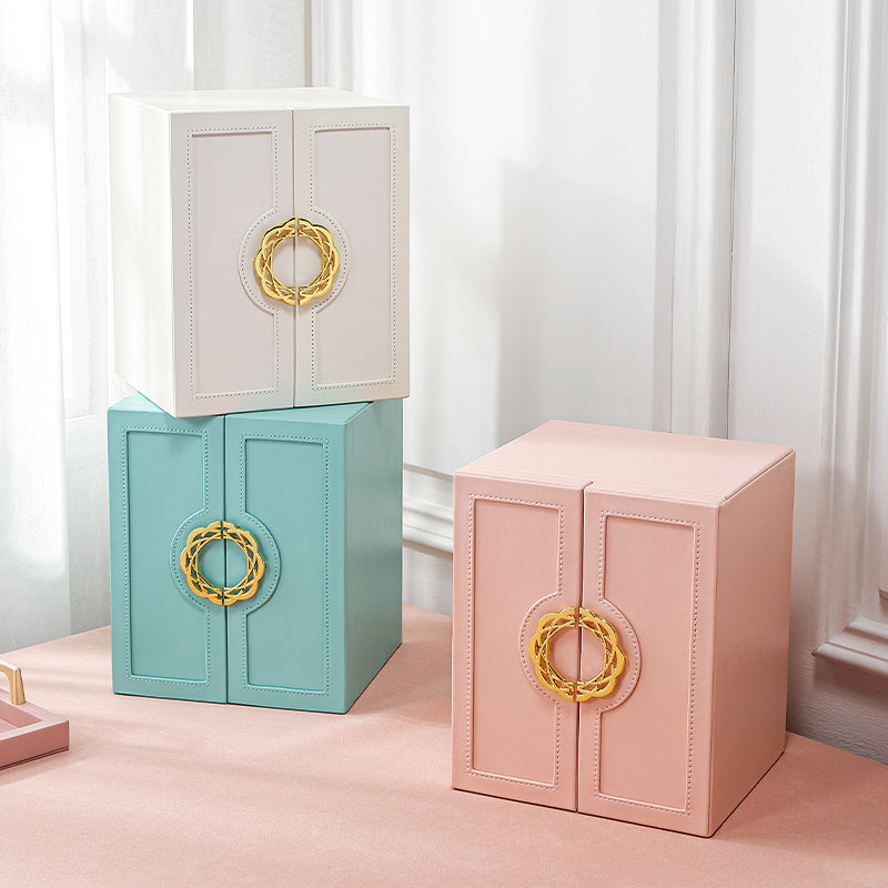 1 Large Faux Leather Jewelry Organizer Box with 5 Drawers .