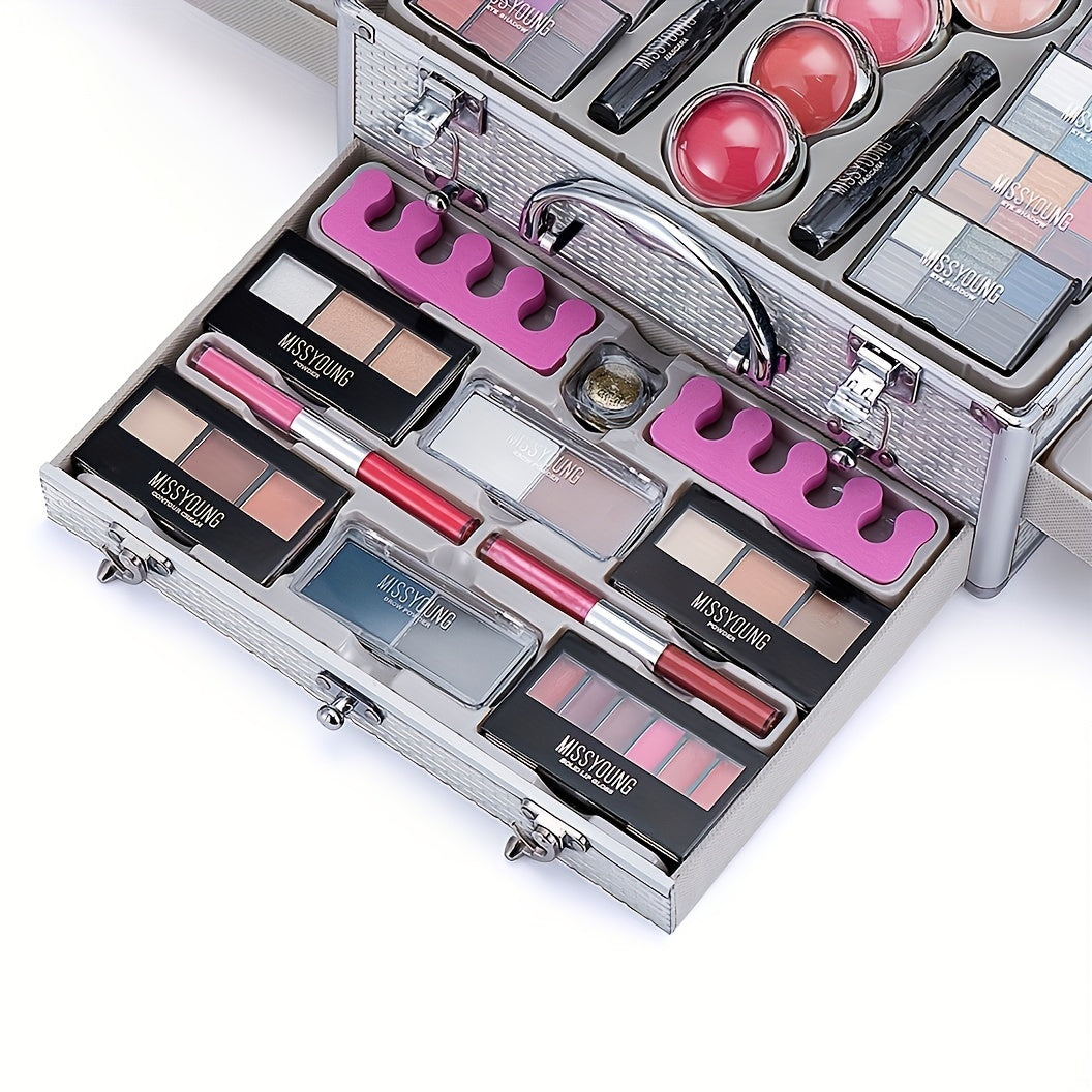Multifunctional Makeup Set, Eyeshadow/Lipstick/Mascara/Eyeliner/Blush/Contour With Mirror & Brush All-in-one, Ideal Gift For Women