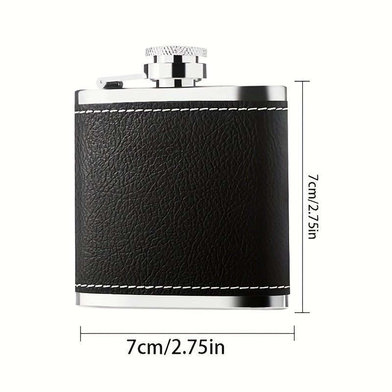 1 Set 8oz/1pc 30Z/1pc 80Z Black Leather Flask 8oz 18/8 stainless steel soft touch leather wrapped Flask Gift Set 2 cups and chimney 100% leak-proof whiskey and rum and vodka bottle body for both men and women