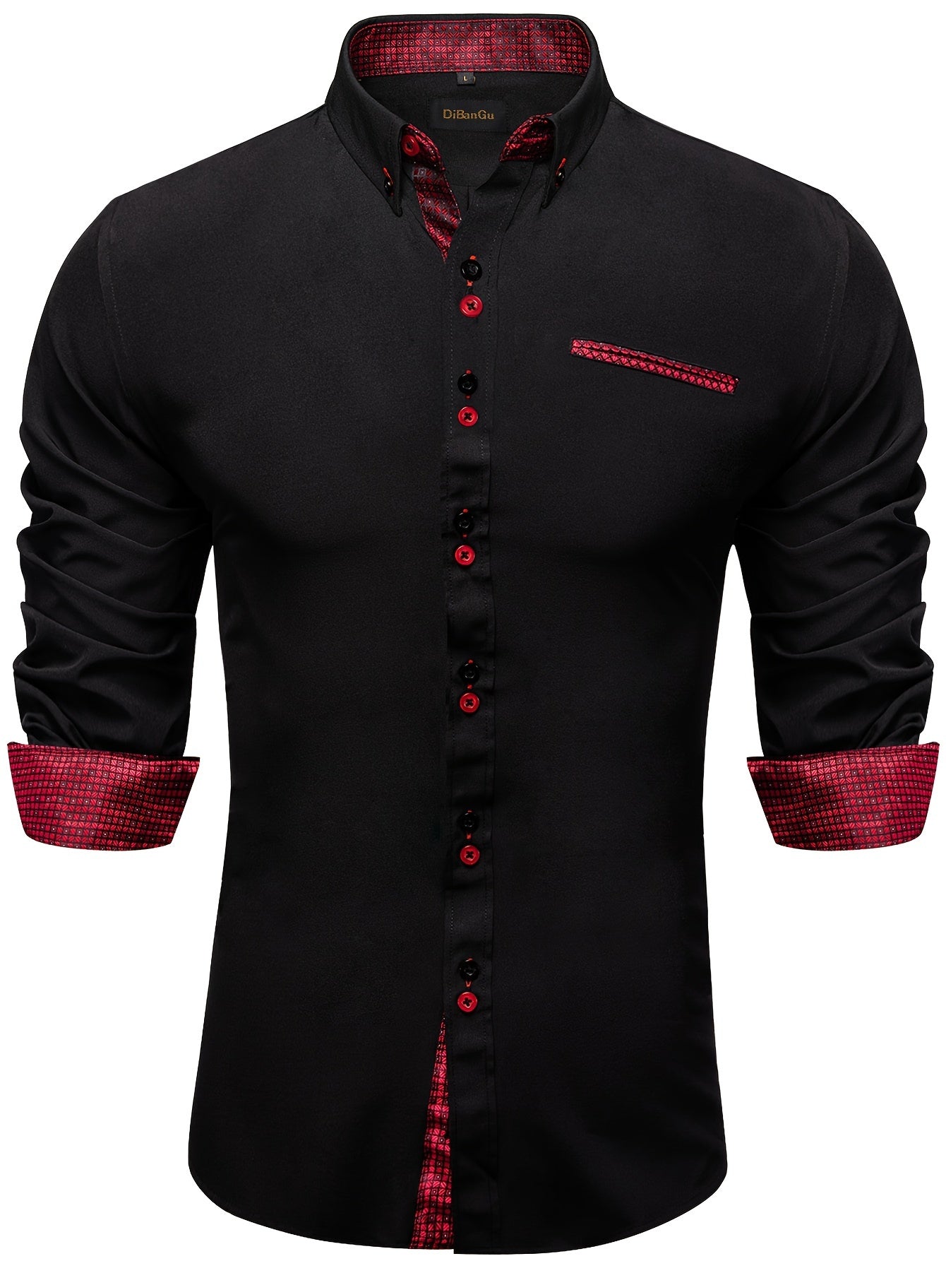 Men's Patchwork Lapel Collar Design Dress Shirts,
