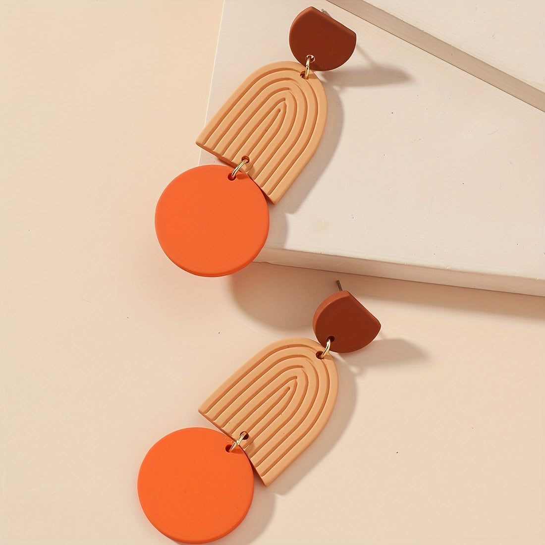 U Shape Round Sheet Decor Cow Pattern Dangle Earrings Polymer Clay Texture Elegant Vacation Style Holiday Ear Ornament Female Gift