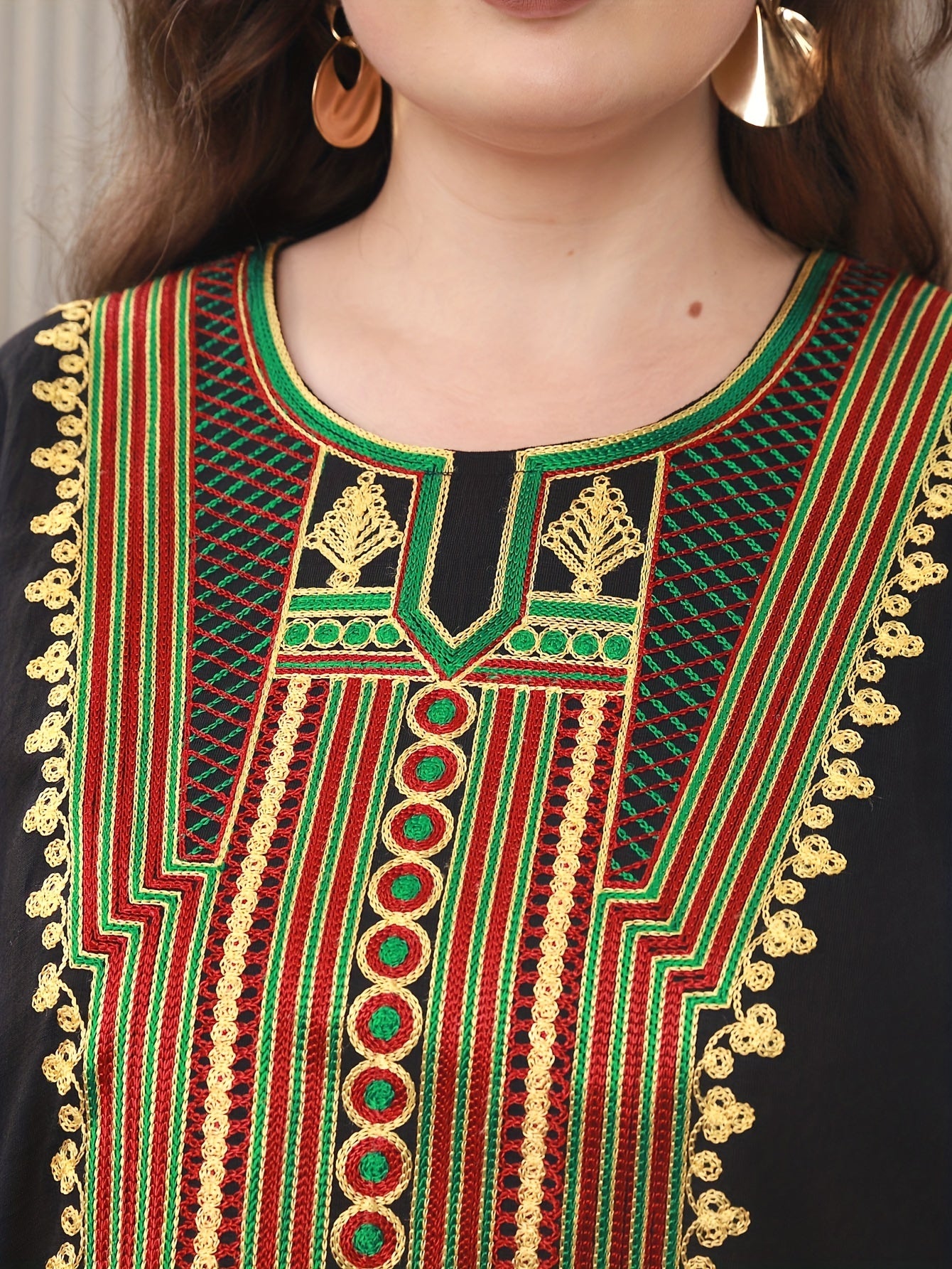 Oriental Embroidered Arab Plus Size Women's Elegant Dress JALABIA ./MH