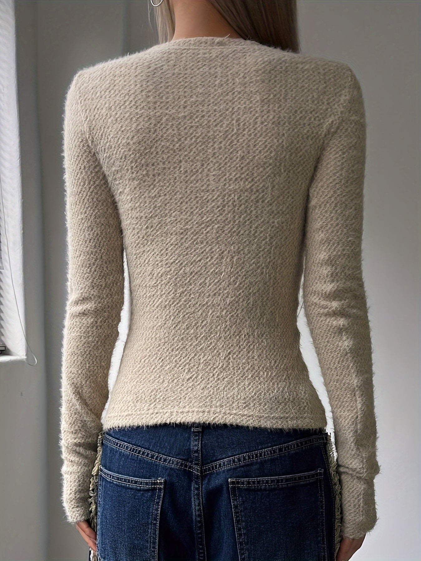 Women'S Casual Long Sleeve Knit Top,