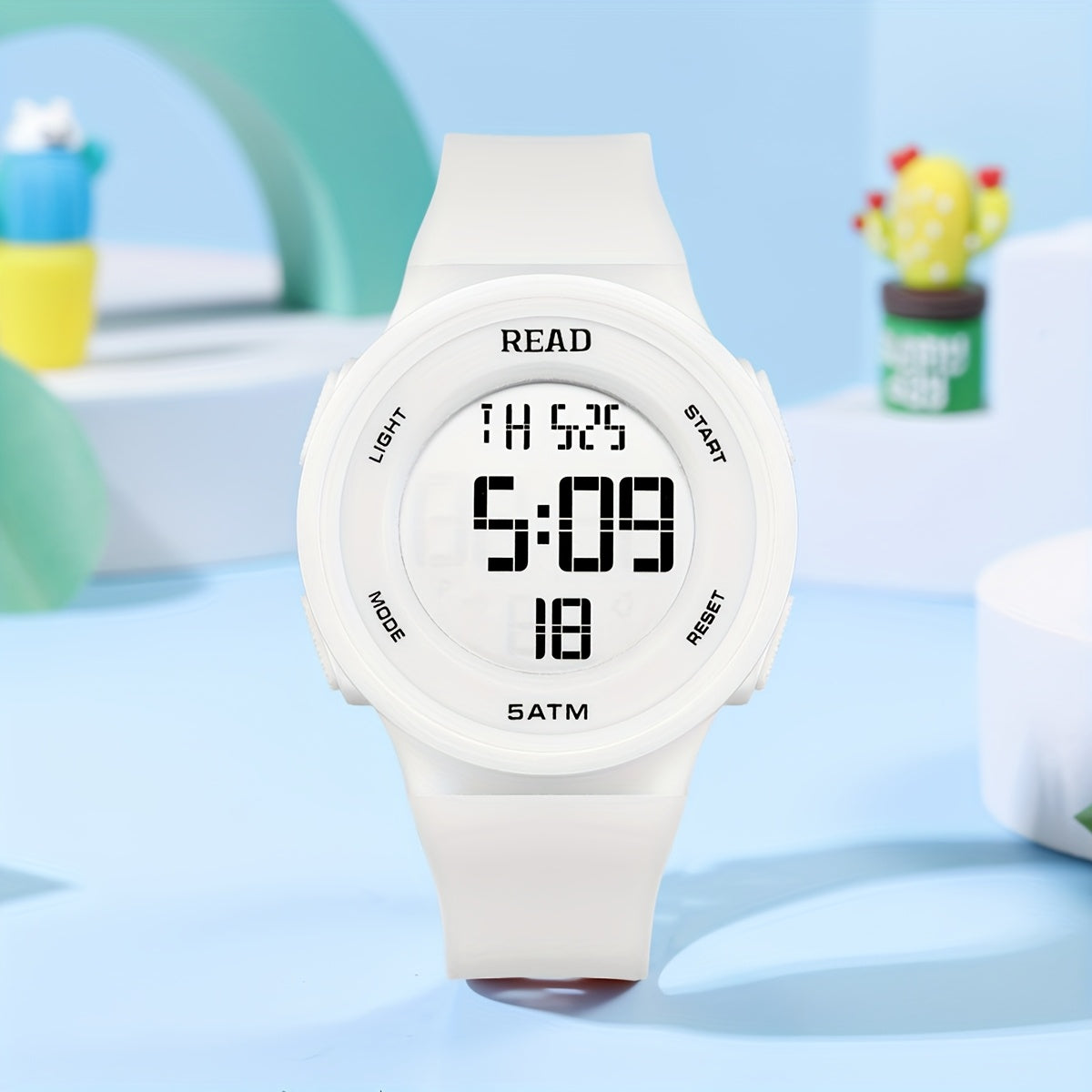 Cute Round Digital Watch, Stainless Steel Strap, Chronograph.