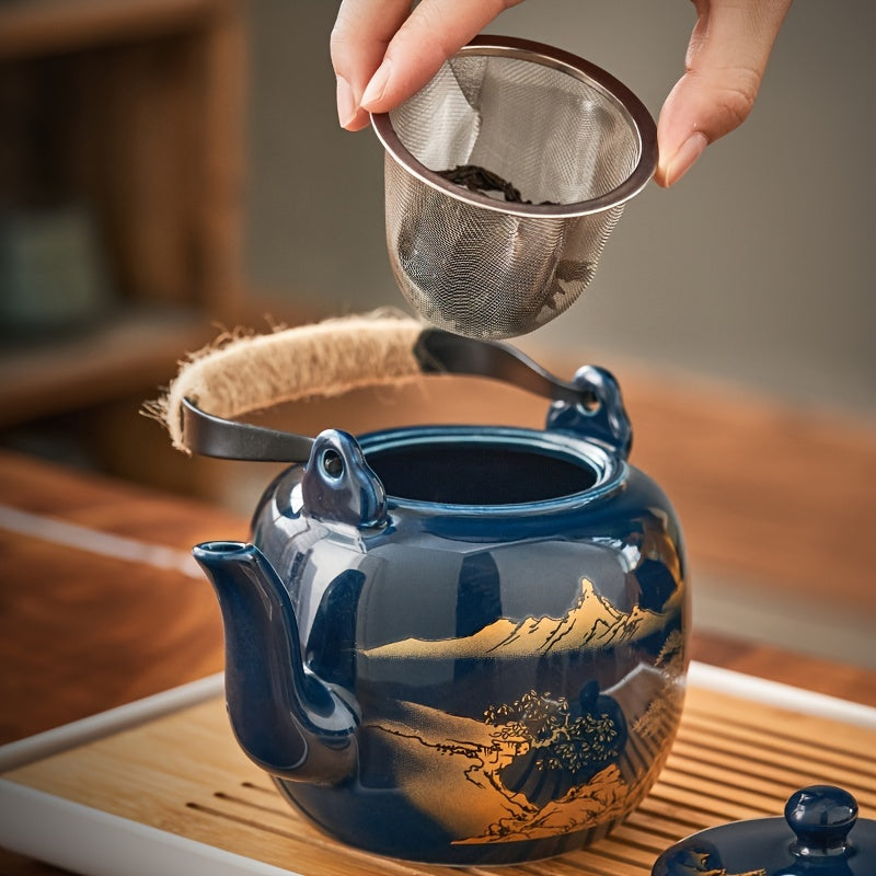 7/8pcs, Japanese Ceramic Tea Set with Handles - Large Capacity Teapot and Tea Cups for Summer and Winter Drinks - Perfect Gift for Home and Office Decor