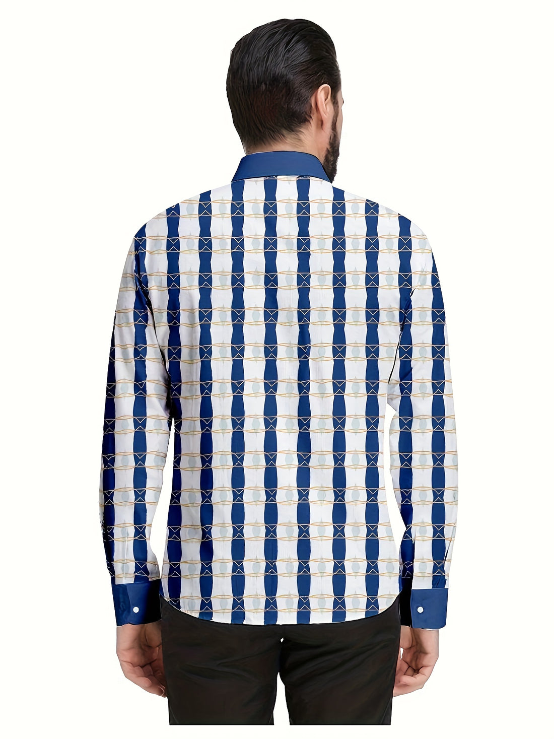 Men's Stylish Striped Lapel Collar Design Dress Shirts,