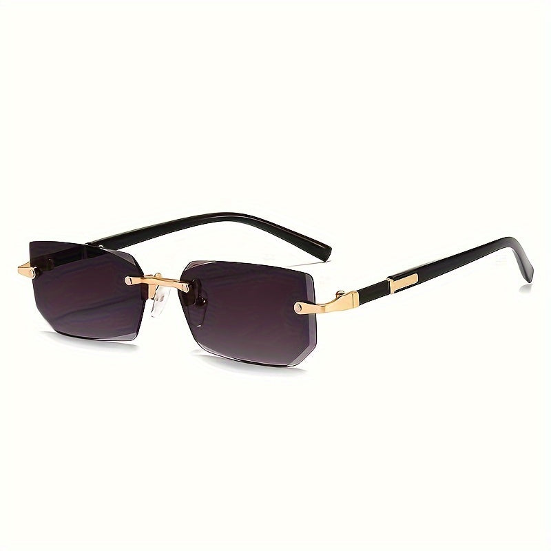 Rimless Rectangle Fashion Metal Shades Eyeglasses Small Women .