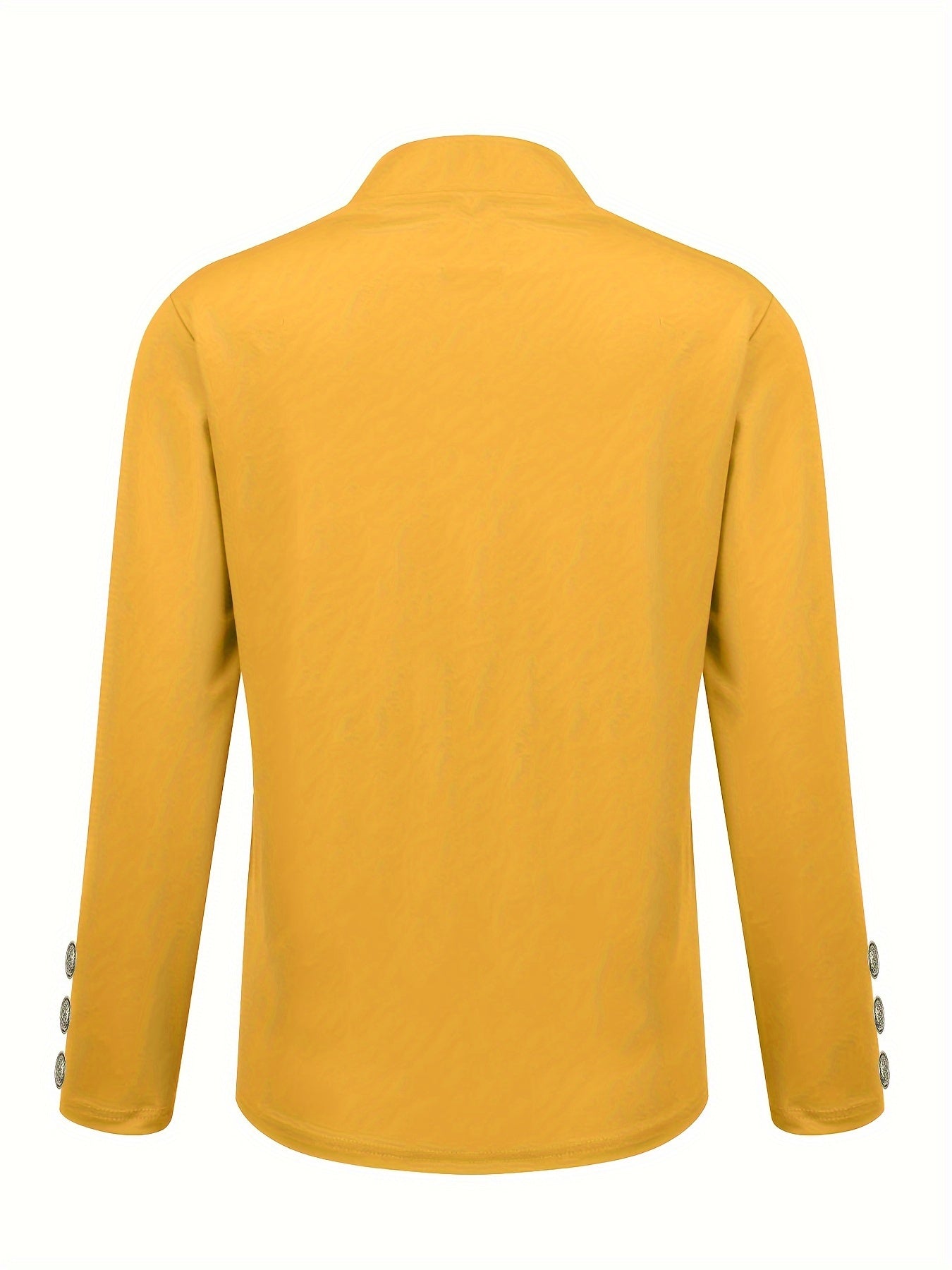 Solid Open Front Button Decor Blazer, Elegant Long Sleeve Blazer.