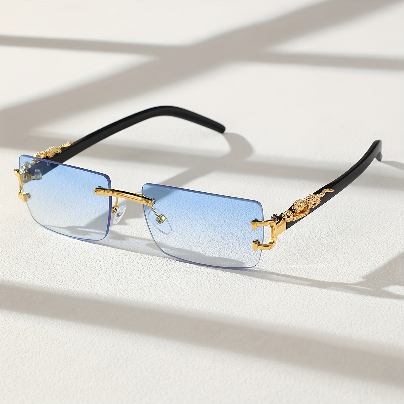 Cheetah Leopard Rectangle For Women Men Rimless Animal Charm