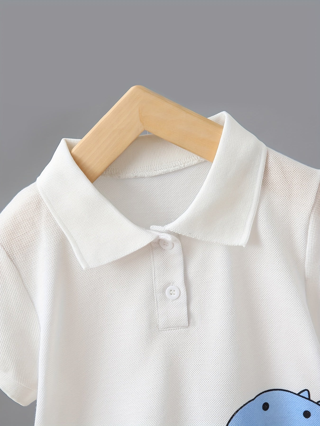 2pcs Boys Dinosaur Graphic Short Sleeve Button Shirt Tops.