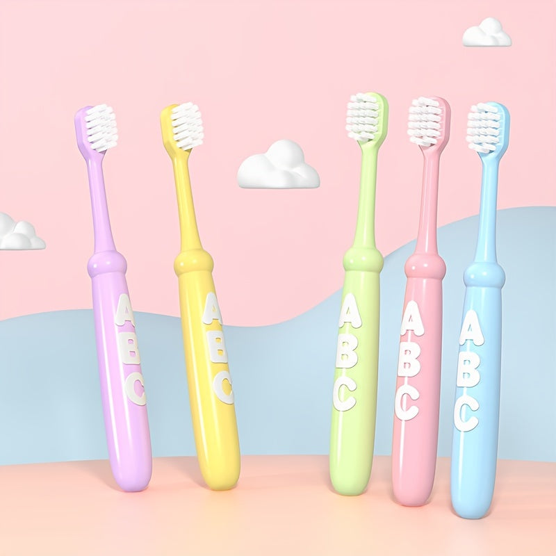 10pcs/pack Letter Antibacterial Silk Kids Toothbrush, Cartoon Soft Bristle Toothbrush, Unisex High Density Brushes, Non-Breaking Student Gum Guard, Christmas, Halloween, Thanksgiving Day Gift