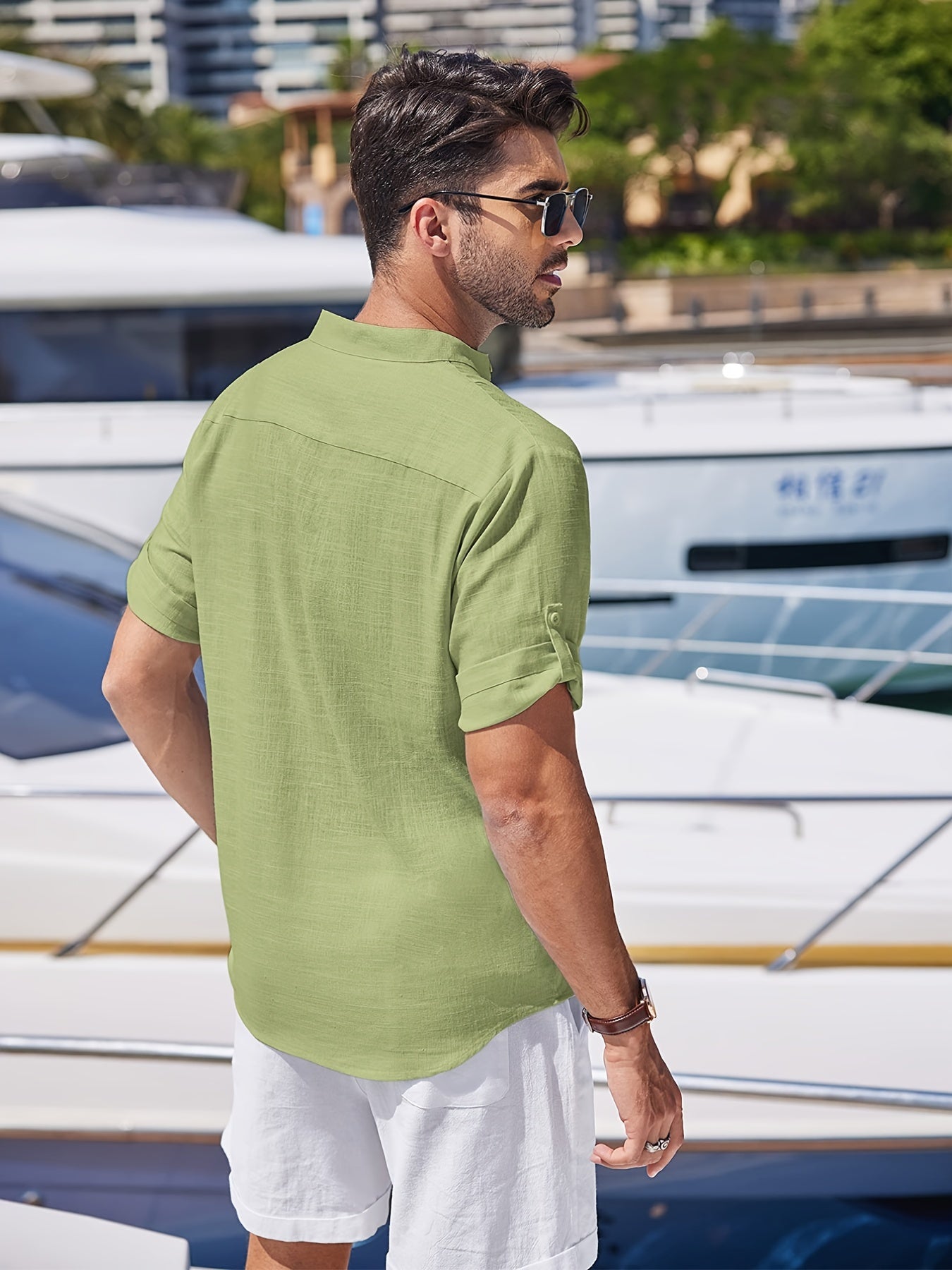 Men's Cotton & Ramie Fiber Shirt Top Turn-Down Collar Long Sleeve Closure Male Casual Shirt For Men Daily Vacation Streetwear