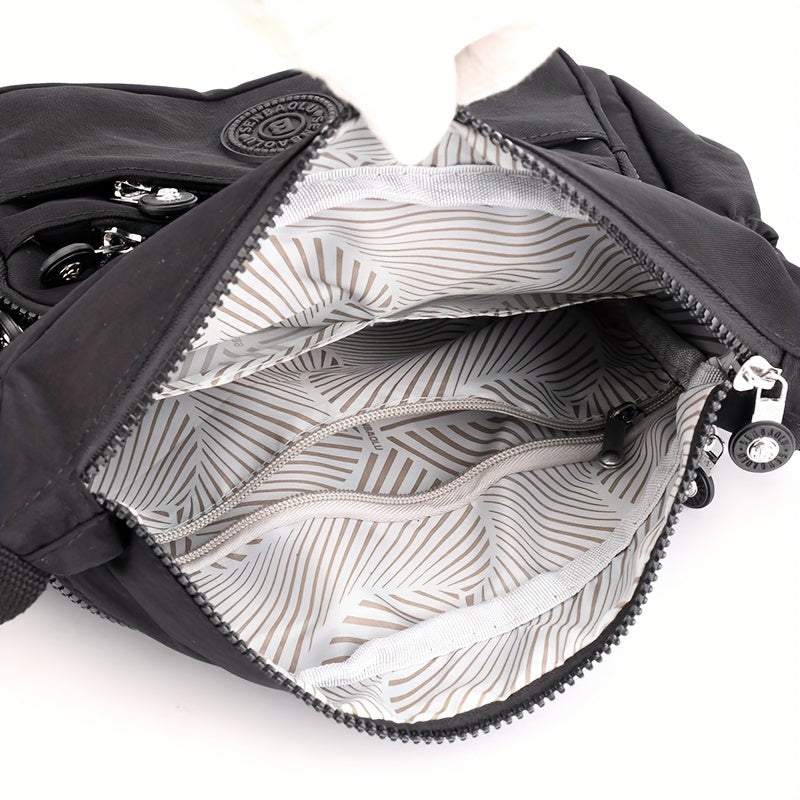 Chic Black Nylon Crossbody Bag for Women .