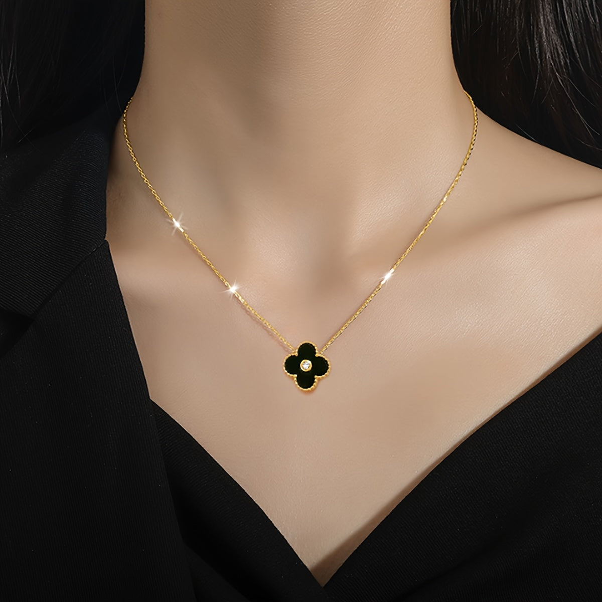 Elegant 18K Gold Plated Titanium Pendant Necklace