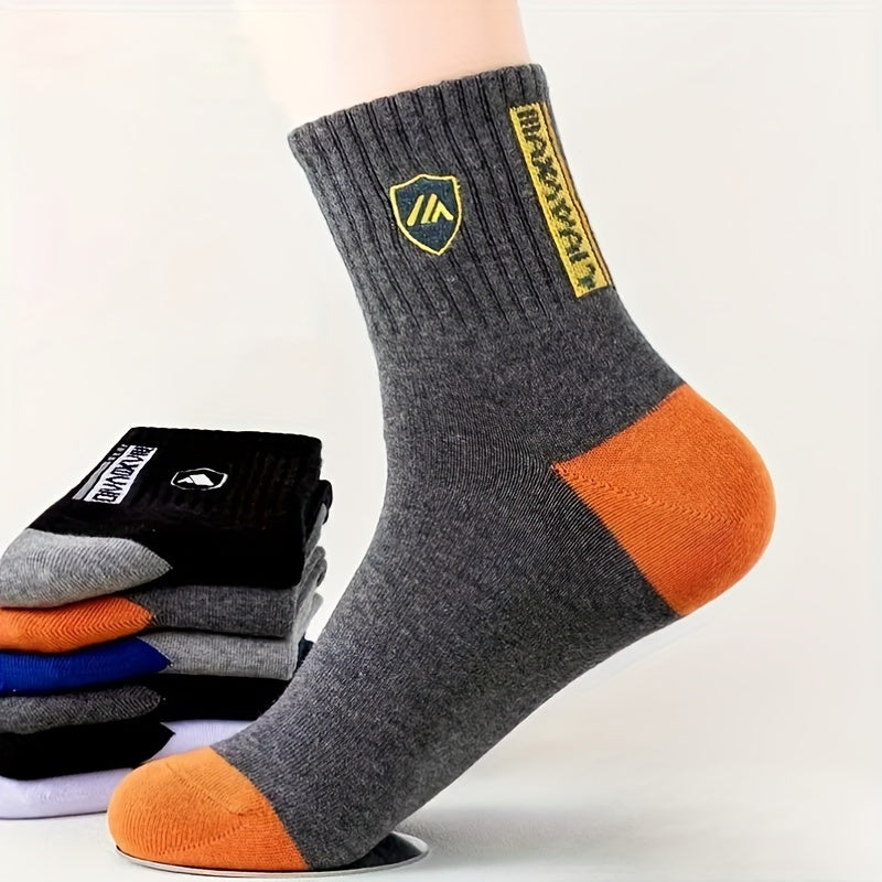 5 Pairs of Stylish Breathable Crew Socks for Men,/MH