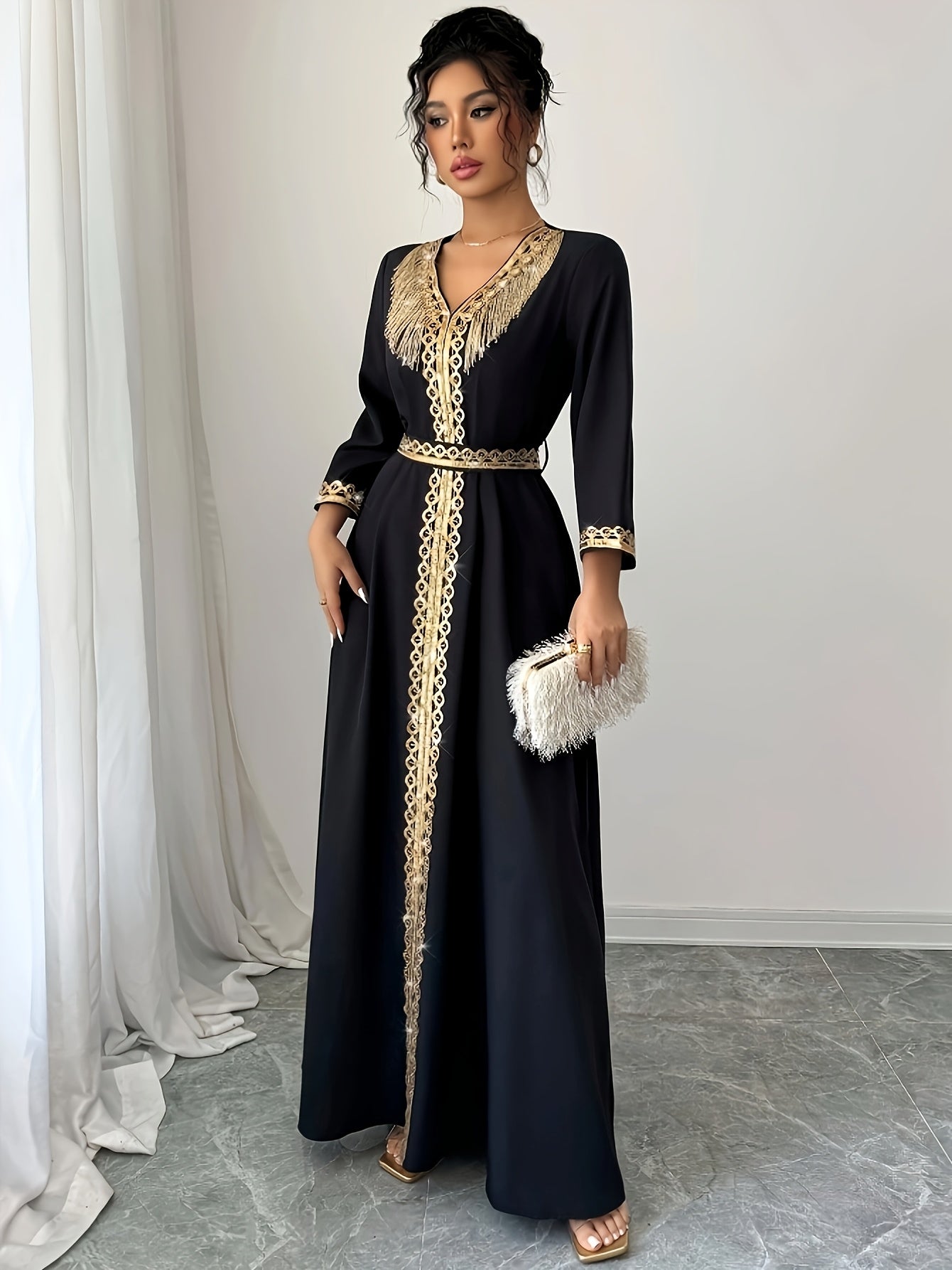 Yuhongfei Directional YY0309072 Mid-Sleeve Maxi Dress