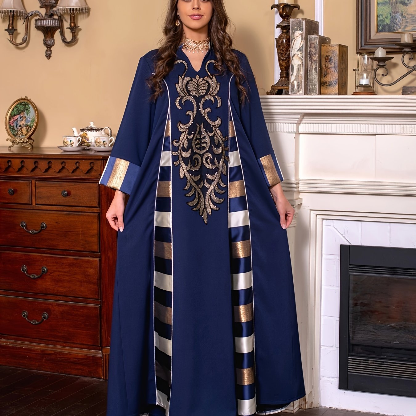 Oriented Spot Middle East Dubai Muslim Women's Abaya Long Dress ./MH