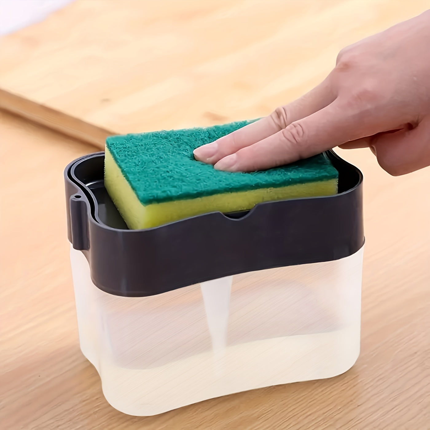 1pc Modern ABS Plastic Dish Soap Dispenser with Sponge Holder,