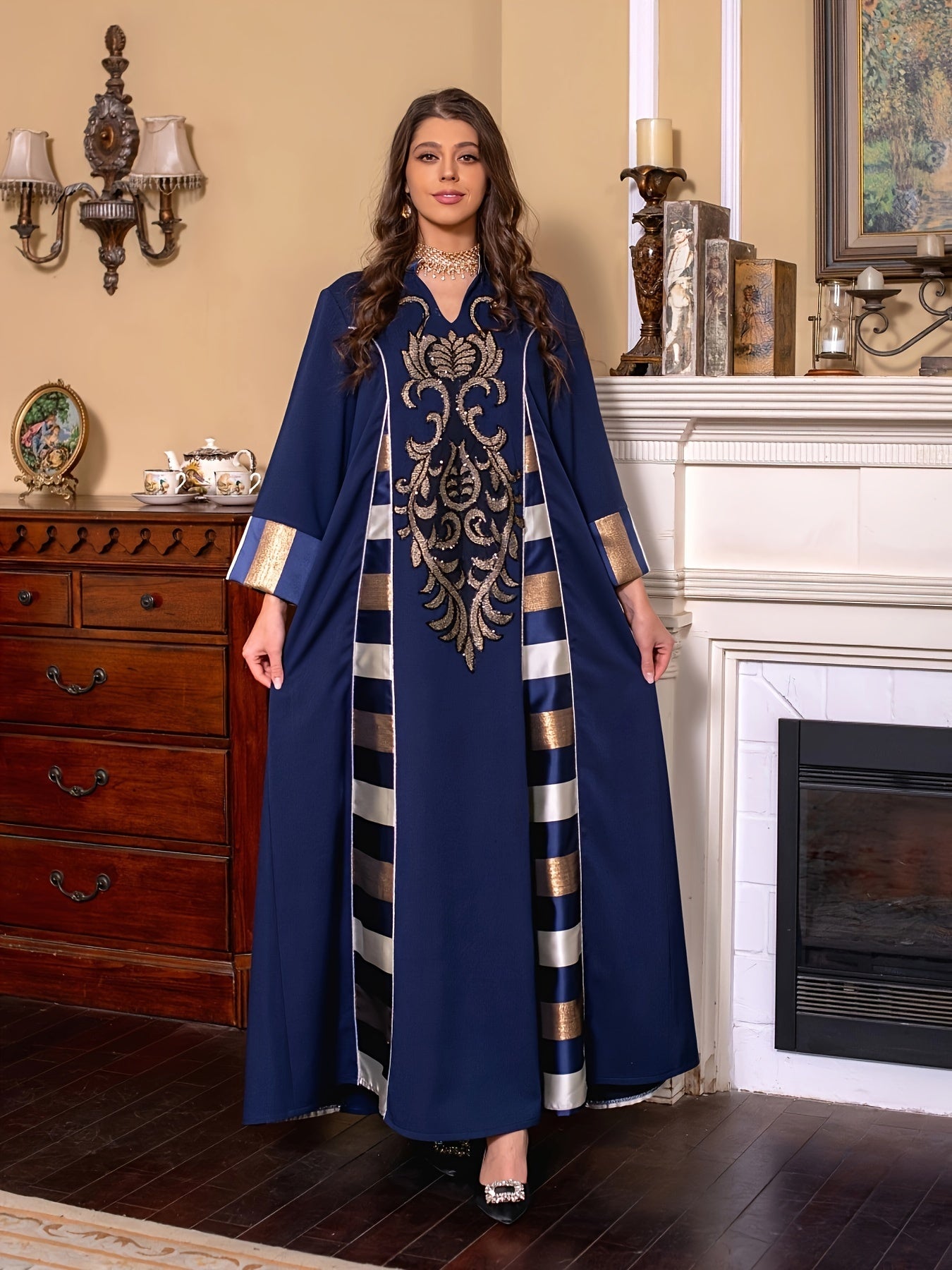 Oriented Spot Middle East Dubai Muslim Women's Abaya Long Dress ./MH