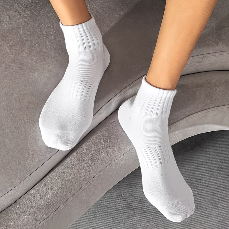 5pcs Ankle Socks in Black, White, and Gray -/MS