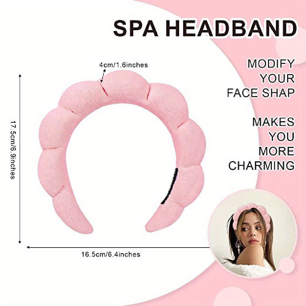Spa Headband For Washing Face Sponge Makeup Skincare Headband Bubble Hairband For Women  ladies Fashion Headband Puffy Headwear Non Slip Thick Thin Hair Accessory