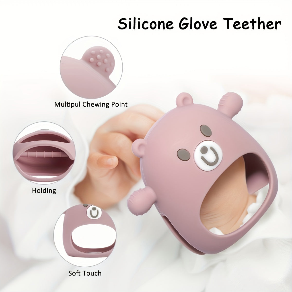 The Perfect Teething Toy For Babies 6M+ - TYRY.HU Silicone Anti-Drop Teether Pacifier With Soft Hands For Sucking & Breastfeeding, Christmas, Halloween, Thanksgiving Day Gift