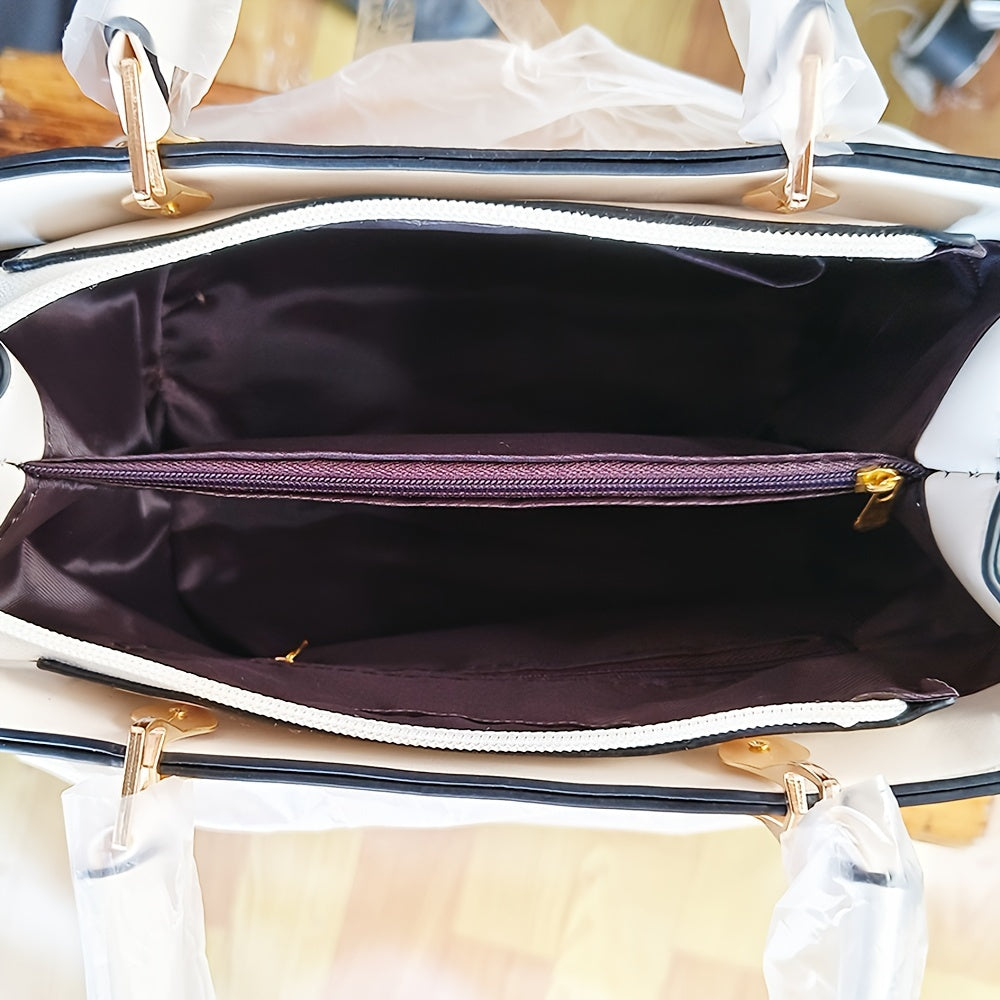 Letter Decor Satchel Bag, Stylish Top Handle Purse,