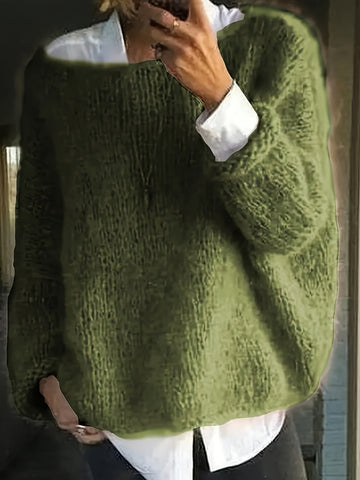 Luxurious Red Fleece Boat Neck Sweater for Women .