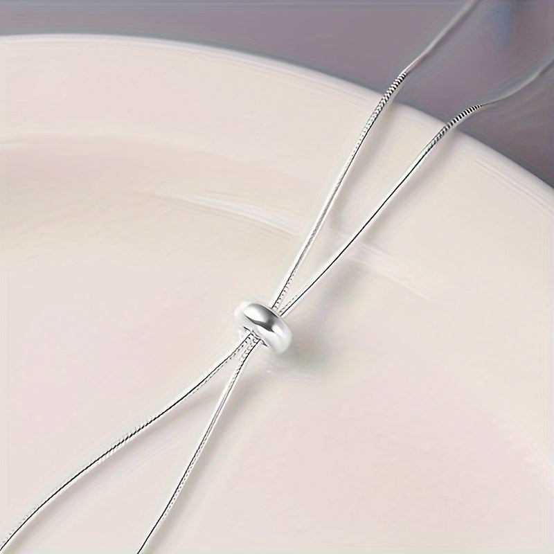 Simple Faux Pearl Pendant Adjustable Long Sweater Chain Necklace.