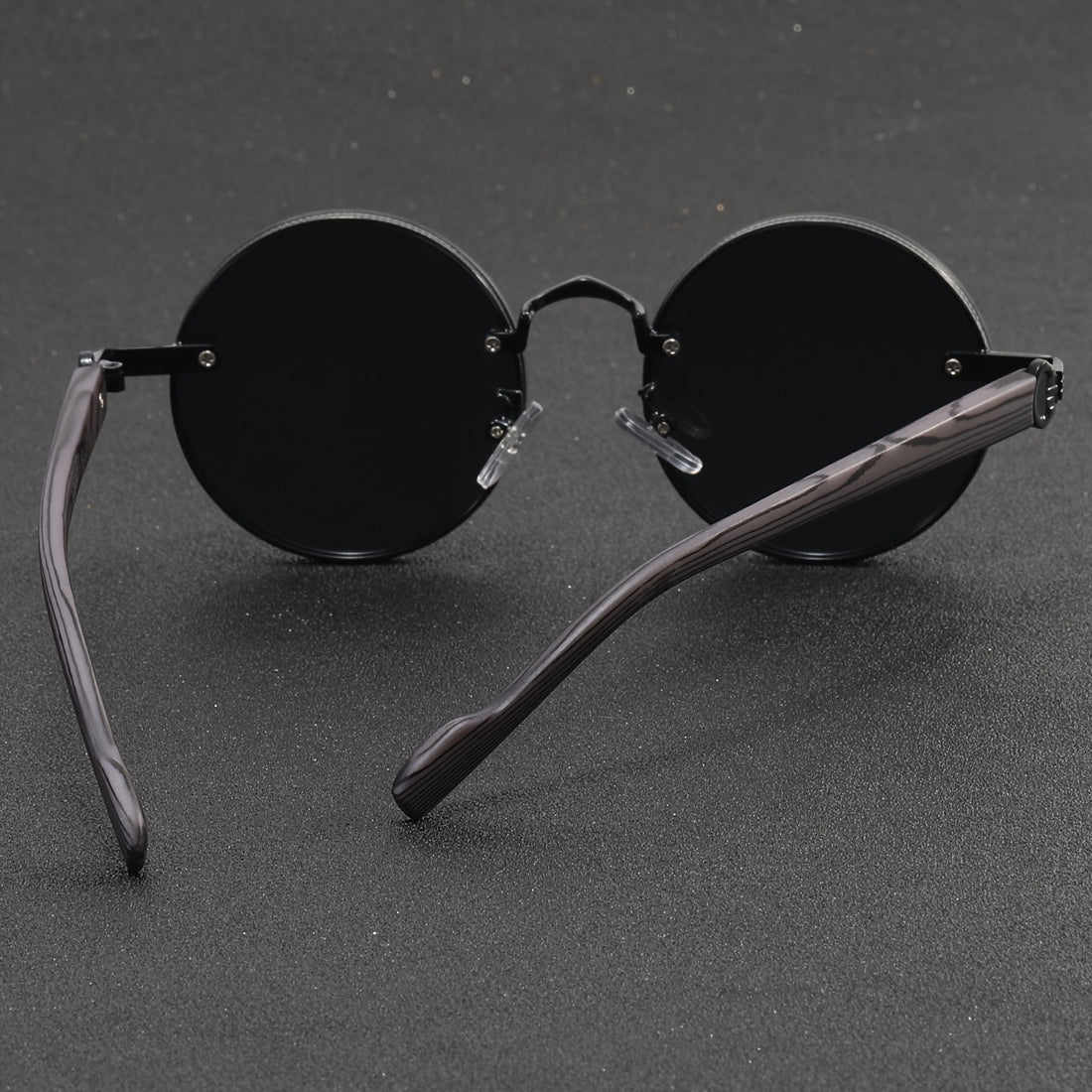 Round Metal Frame, Wood Grain Temples, Fashionable Eyewear for Men & Women,