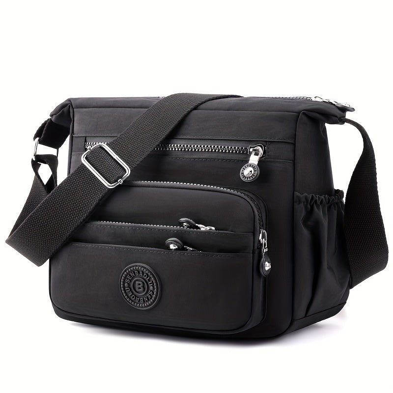 Chic Black Nylon Crossbody Bag for Women .