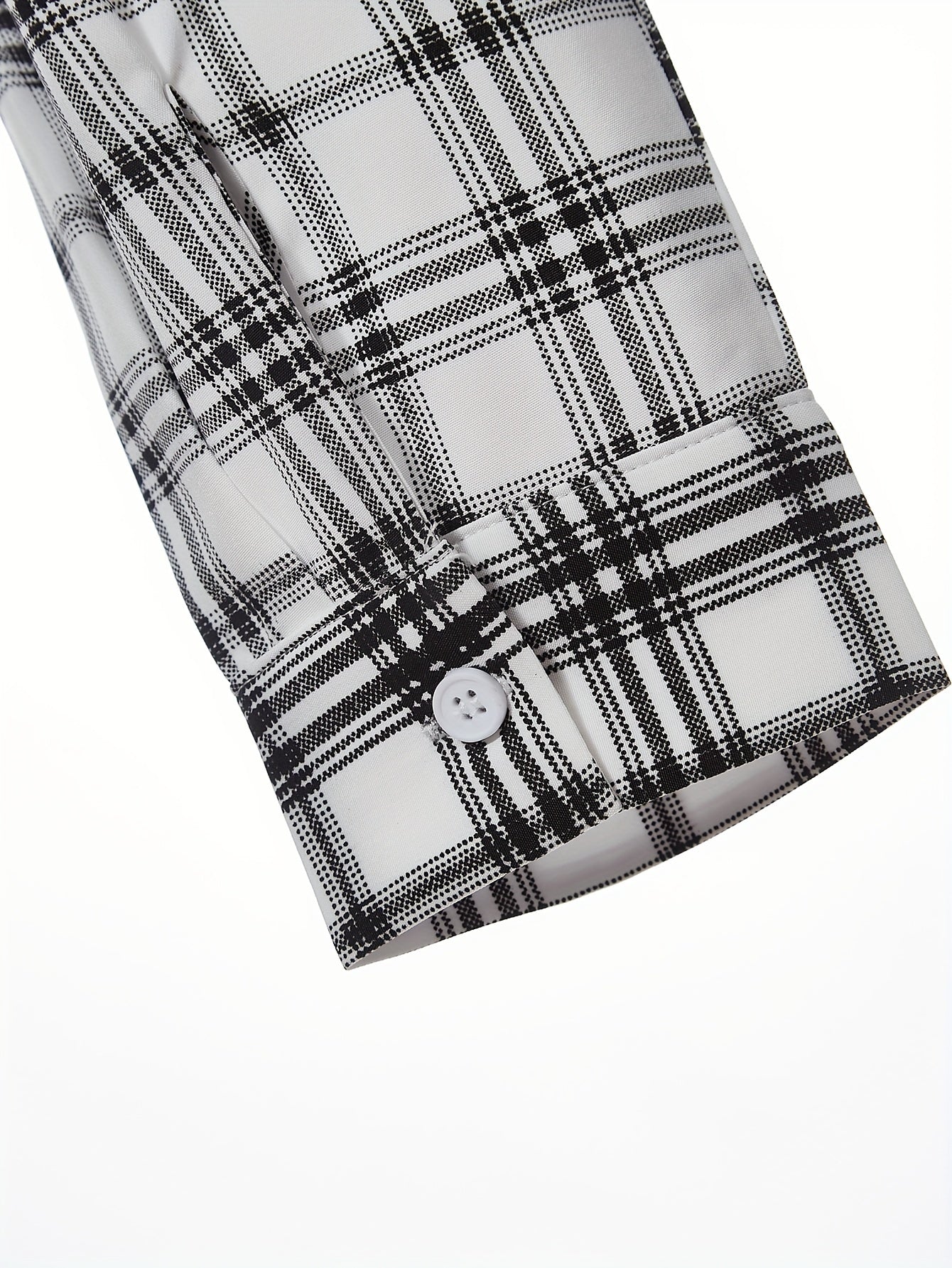 Men's Plaid Pattern Print Lapel Collar Dress Shirts With Chest Pocket,