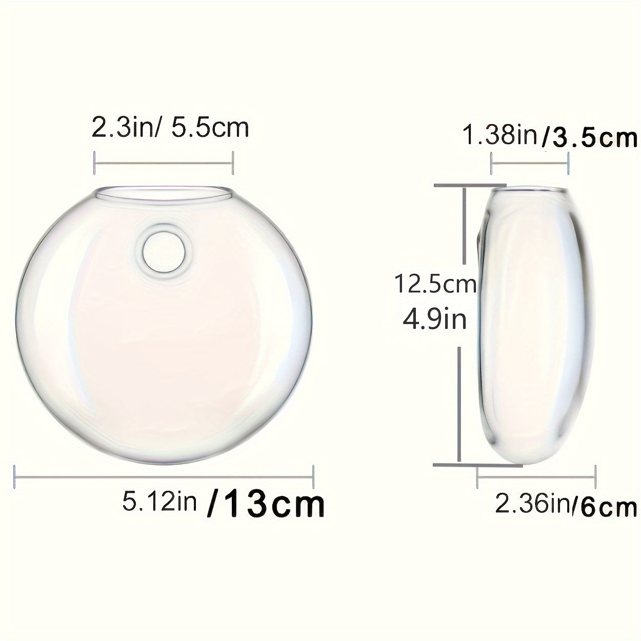 2pcs/ 4pcs/ 6pcs Wall Hanging Glass Terrariums Planter Oblate Flower Vase For Hydroponics Plants Gift, Home Office Living Room Decor
