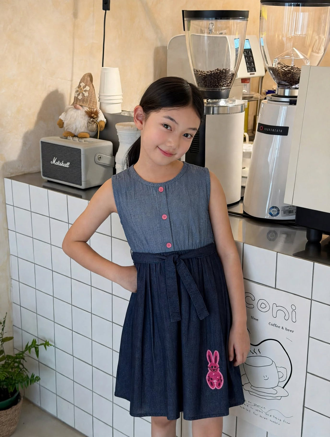 Girls Navy Blue Sleeveless Party Dress with Waist Tie Belt | Sizes (2–12 Years) | MH