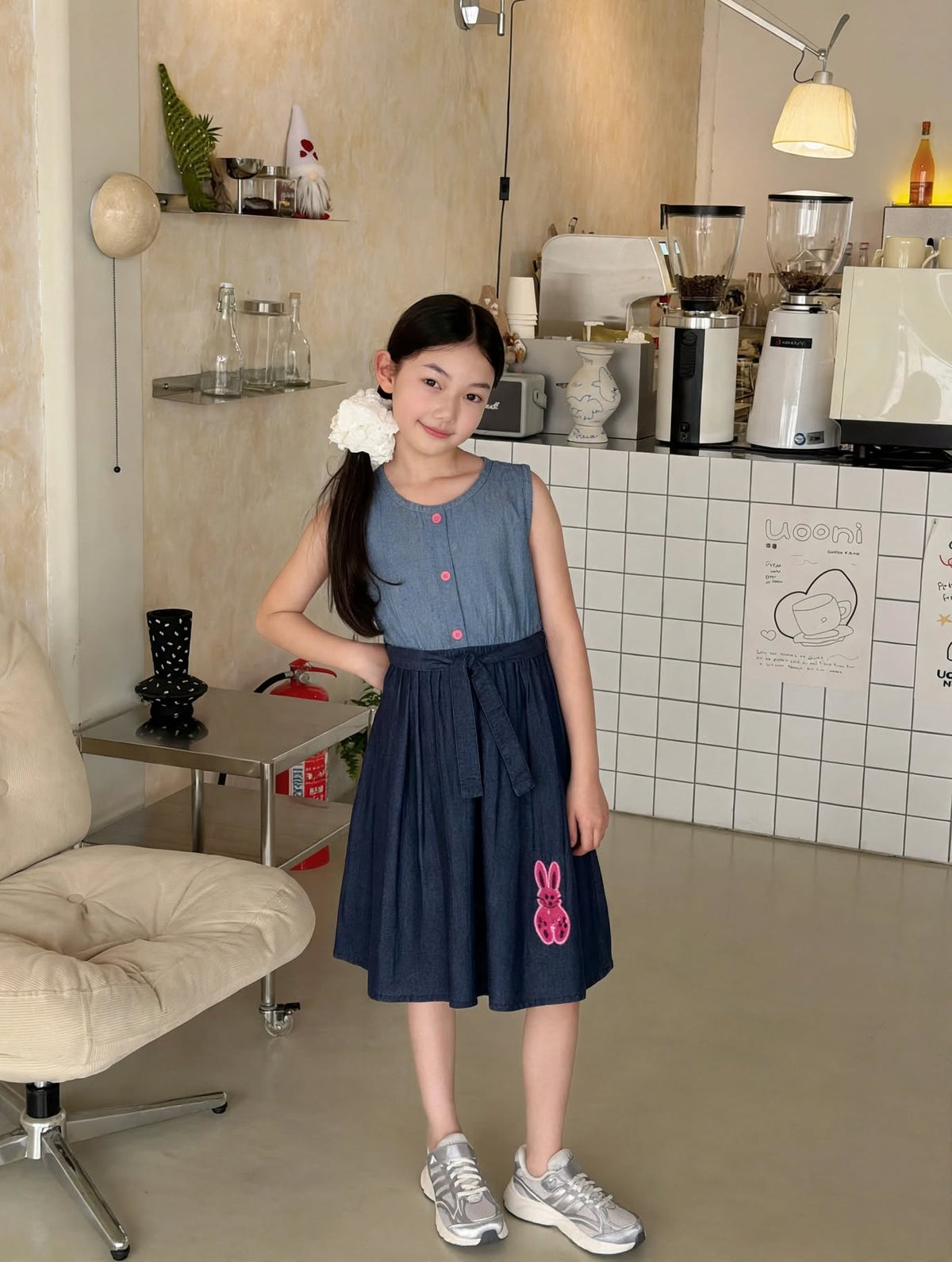 Girls Navy Blue Sleeveless Party Dress with Waist Tie Belt | Sizes (2–12 Years) | MH