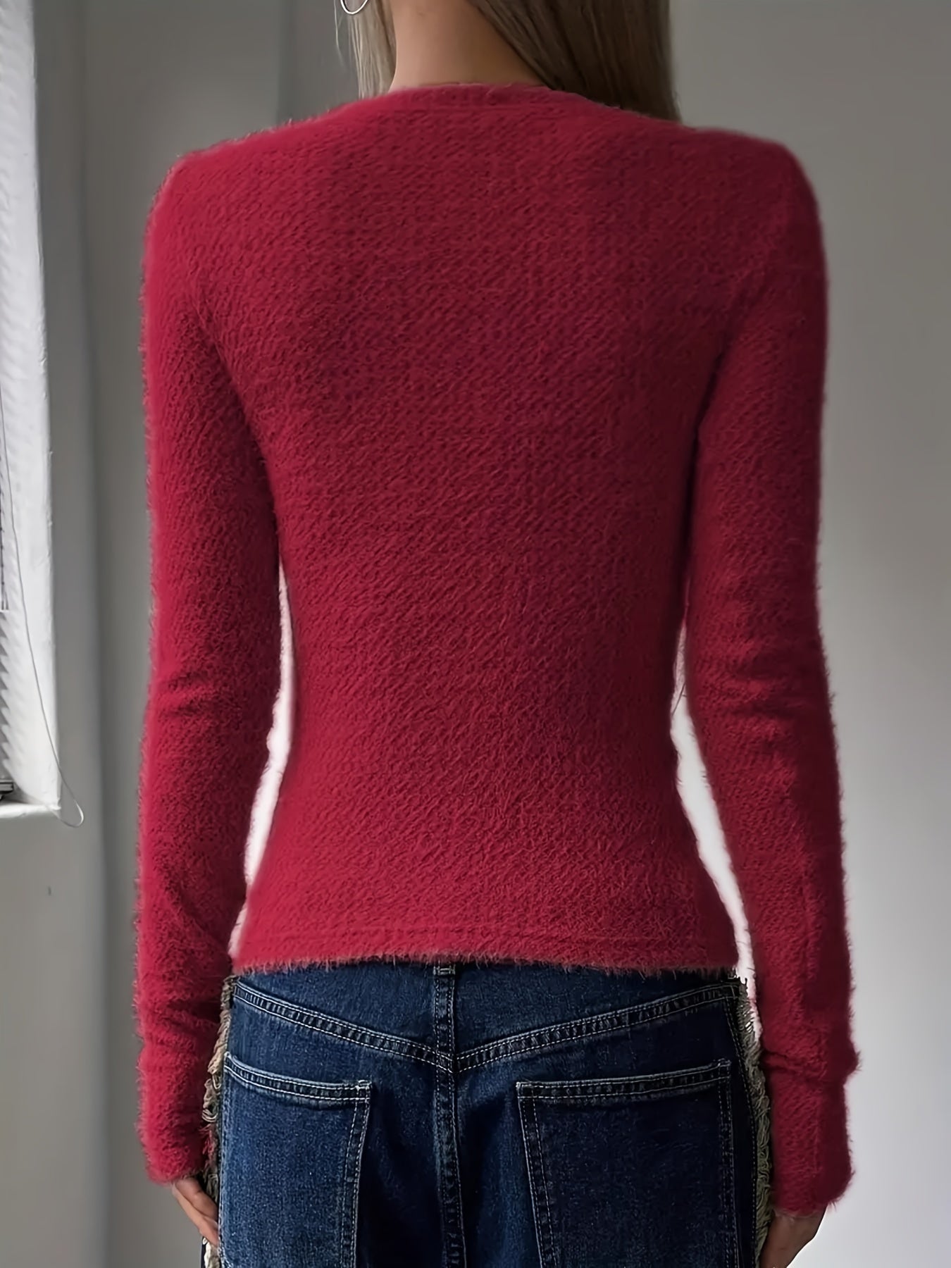 Women'S Casual Long Sleeve Knit Top,