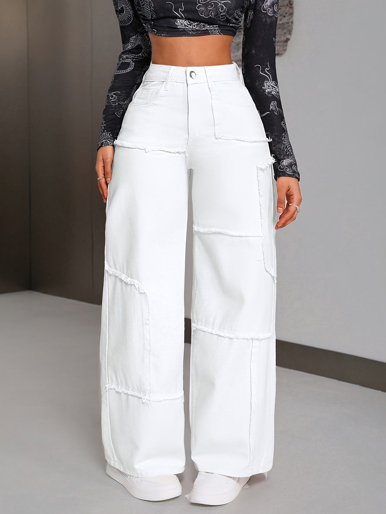 Women's High-Waisted Wide-leg Jeans -/MH