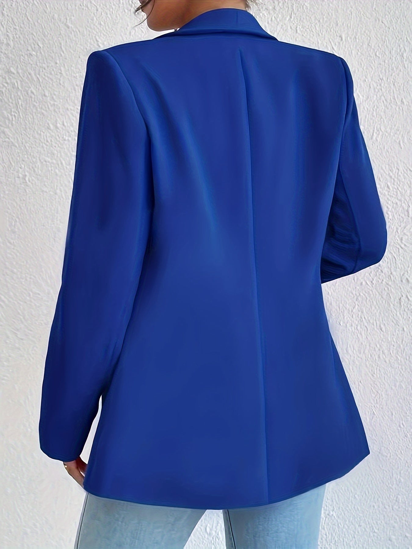 Solid Color Open Front Blazer, Casual Lapel Long Sleeve Blazer.