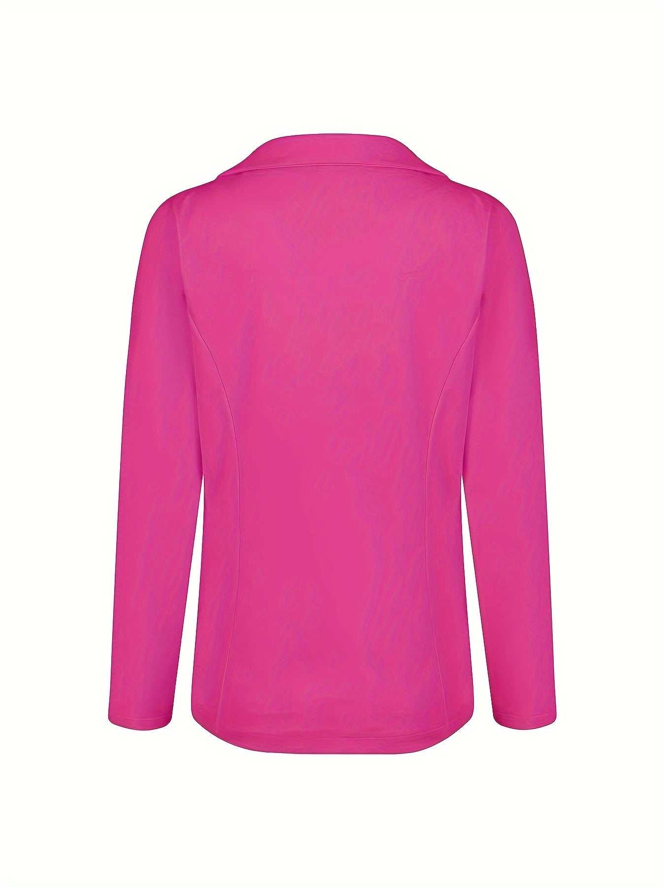 Solid Lapel Button Long Sleeve Blazer Jacket, Casual Loose .