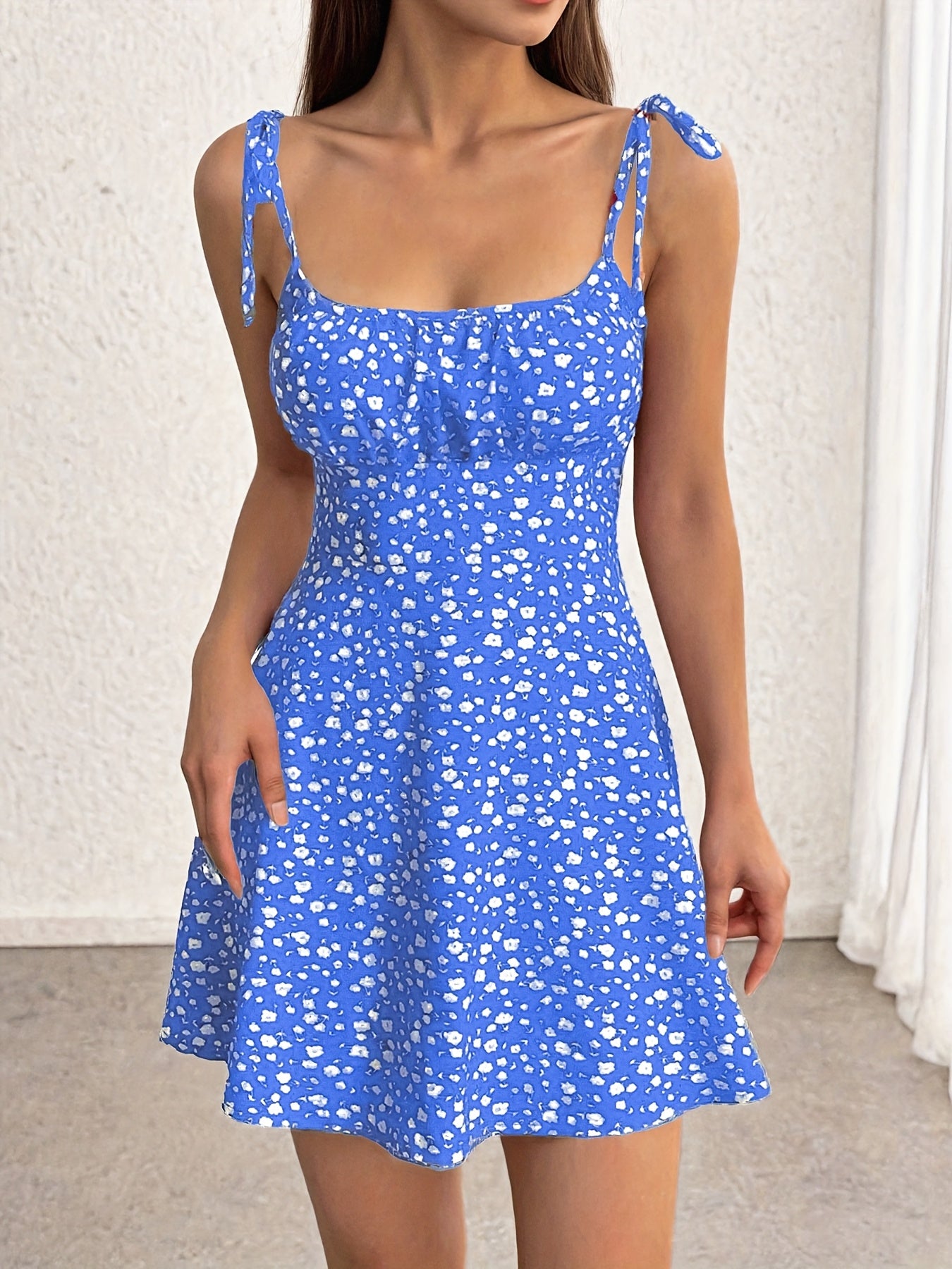 [Elegant Cami Dress] Elegant Floral Print Cami Dress |